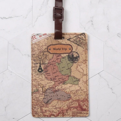 Creative World Map Kvaliteetsed reisitarvikud Pagasi silt PU Kohvri ID Aadressid Hoidja Pagasi pardaleminek Kaasaskantav silt