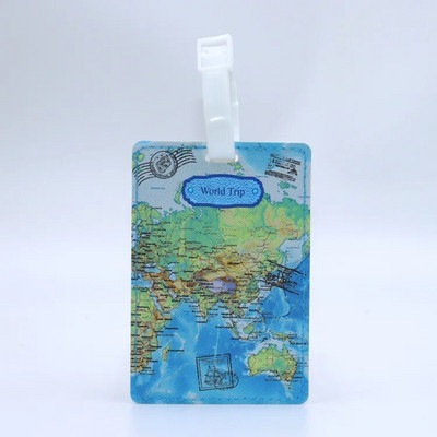Creative World Map Kvaliteetsed reisitarvikud Pagasi silt PU Kohvri ID Aadressid Hoidja Pagasi pardaleminek Kaasaskantav silt