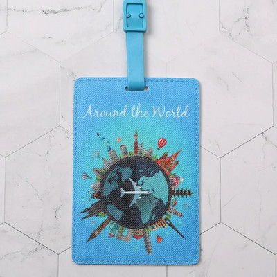 Creative World Map Kvaliteetsed reisitarvikud Pagasi silt PU Kohvri ID Aadressid Hoidja Pagasi pardaleminek Kaasaskantav silt