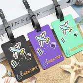 Ceļojumu piederumi Bagāžas etiķetes Čemodāns Karikatūra Silikagels Pārnēsājama Ceļojumu Etiķete Radoša lidmašīnas bagāžas birkas ID Adrešu turētājs