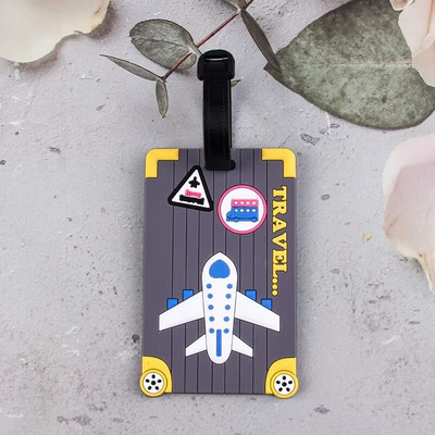 Ceļojumu piederumi Bagāžas etiķetes Čemodāns Karikatūra Silikagels Pārnēsājama Ceļojumu Etiķete Radoša lidmašīnas bagāžas birkas ID Adrešu turētājs