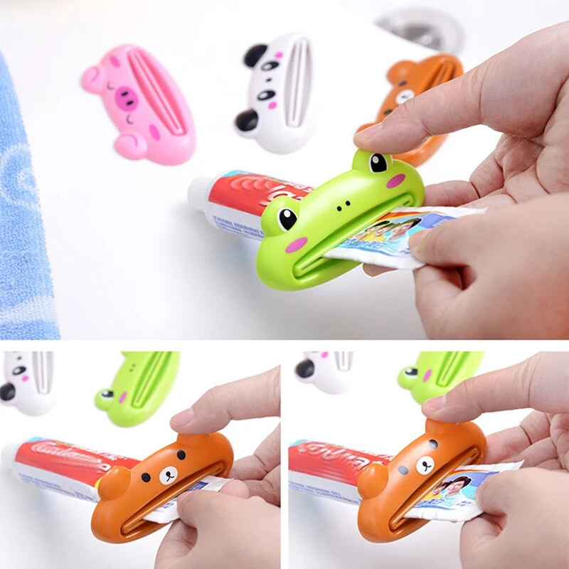 3gab Ceļojumu pārnēsājams zobu pastas ekstrūderis daudzfunkcionāls multfilmu kosmētiskais zobu pastas organizators ekstrūdera rīki mazgāšanas piederumi