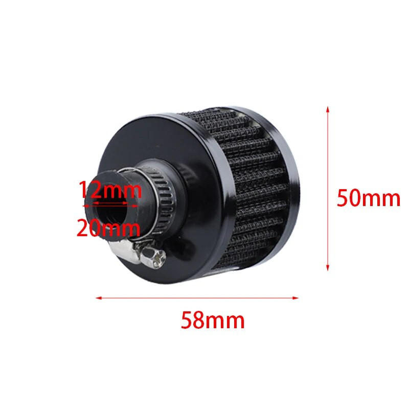 Universal Interface Φίλτρα αέρα αυτοκινήτου 12mm για μοτοσικλέτα κρύου αέρα εισαγωγής υψηλής ροής Κάλυμμα εξαερισμού στροφαλοθαλάμου Μίνι φίλτρα αναπνοής