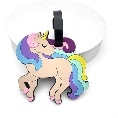 1PC PVC mīkstas gumijas bagāžas birkas Multfilmas vienradzis karšu komplekti Silikona iekāpšanas kartes Bagāžas birkas Piekārtas sūtījumu birkas