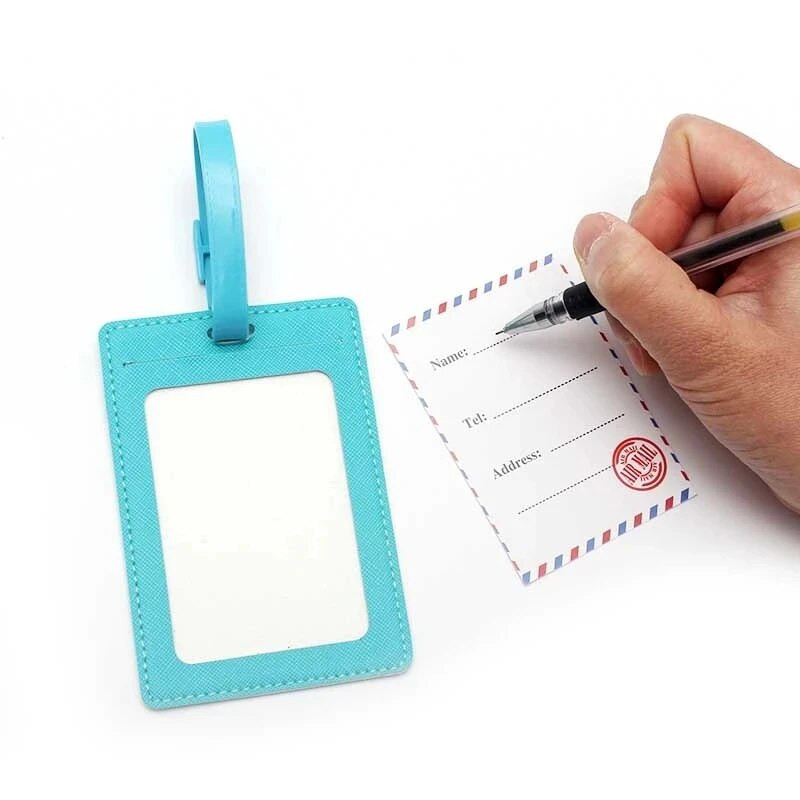 Radošā pasaules karte Augstas kvalitātes ceļojumu piederumi Bagāžas etiķete PU Čemodāna ID Adrese Bagāžas iekāpšanas zīme Pārnēsājama etiķete