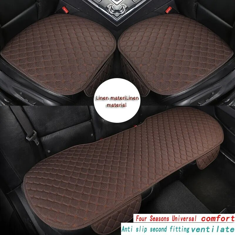 Lina stepēts izšūts automašīnas spilvens bez atzveltnes Four Seasons universāls trīsdaļīgs komplekts