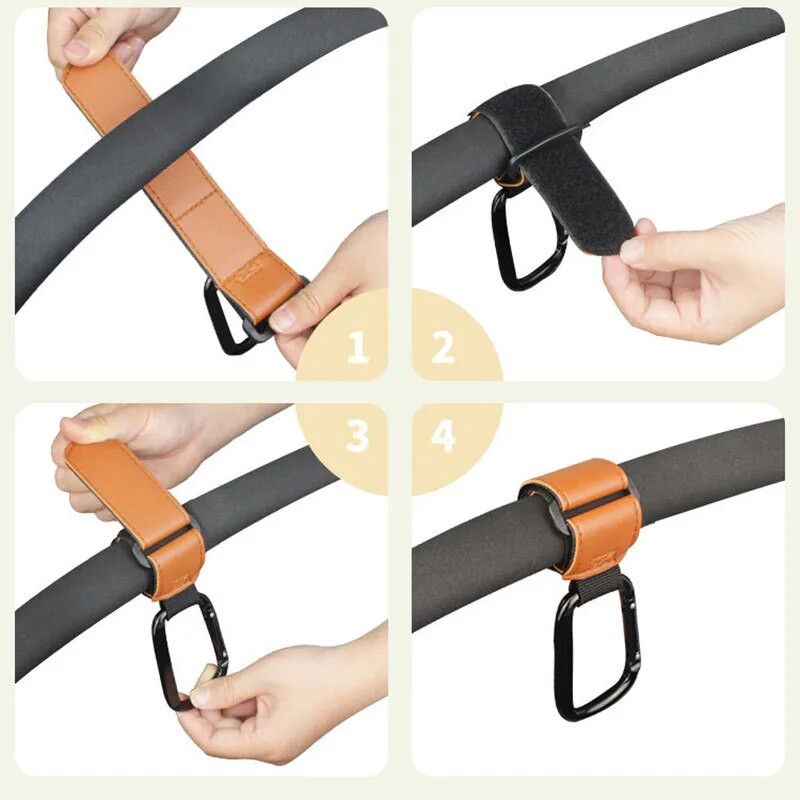 2gab PU ādas bērnu somas ratu āķis, grozāmi ratiņu organizators, ratiņi āķis, 360 grādu grozāmi ratiņu piederumi