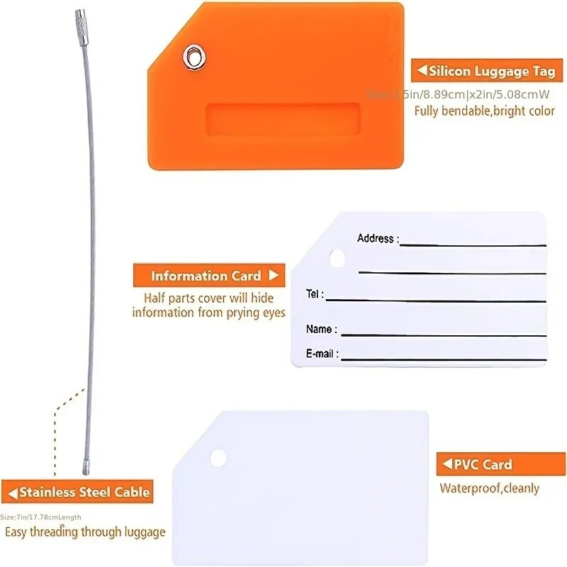 2db szilikon utazási poggyászcímke névkártyával, tökéletes és gyorsan felfedezhető bőrönd utazási kiegészítők poggyászcímke neve