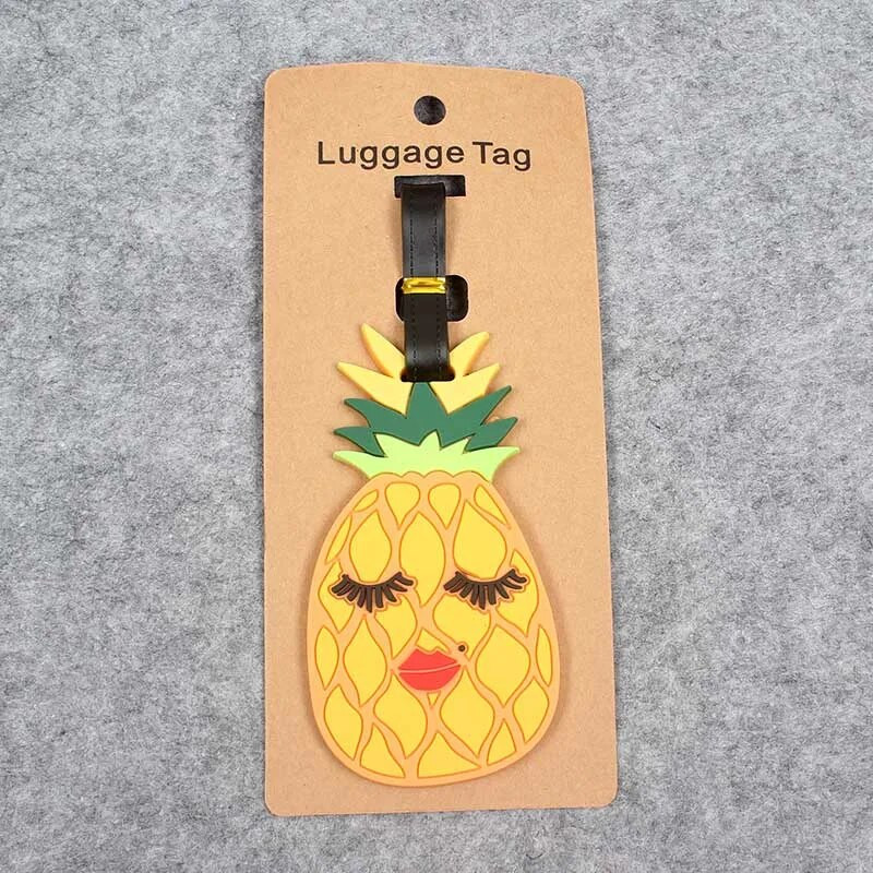 Jauni ananāsu ceļojumu aksesuāri Creative Bagage Tag Silica Gel Čemodāna ID Adreses Turētājs Bagāžas Iekāpšanas Birkas Pārnēsājamas Uzlīmes
