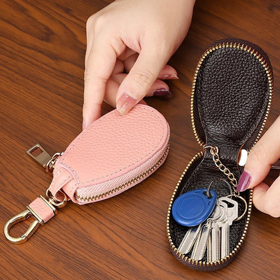 Πορτοφόλια με κλειδί αυτοκινήτου Γυναικεία ζευγάρια Κλειδιά πόρτας με φερμουάρ Μίνι φορητό πολλαπλών λειτουργιών Απλή στερεά προστασία Classic Unisex PU