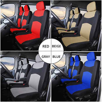 1+2 Καλύμματα καθισμάτων βαρέως τύπου Μαύρα καλύμματα καθισμάτων αυτοκινήτου Universal Truck/Van, για Renault Peugeot για Opel Vivaro για Nissan Primastar