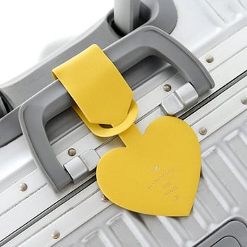 Обикновен кожен етикет за багаж с форма на сърце Дамски куфар за пътуване ID Поставка за адрес Етикети за багаж за момичета Бордна чанта Преносим етикет