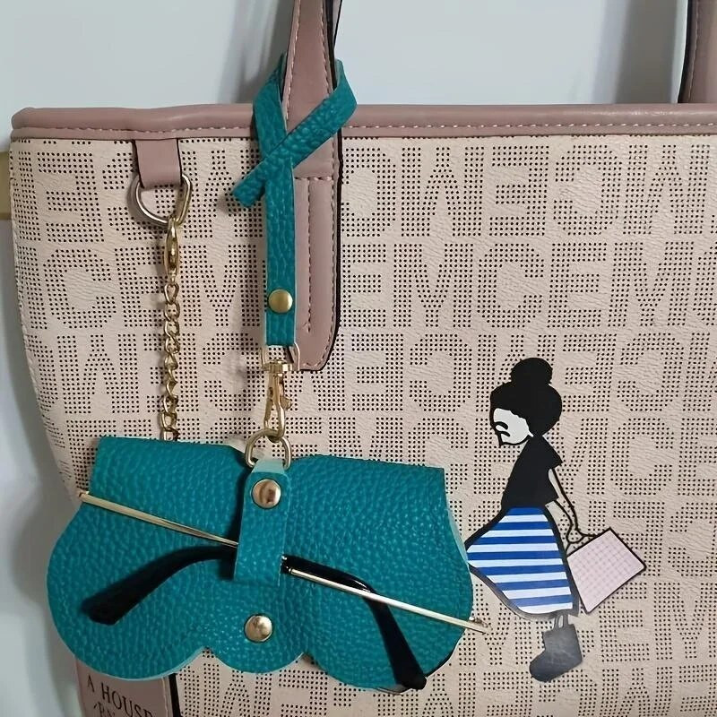 Litchi reljefi brilles vāciņš jauks piekārts PU ādas saulesbrilles lasīšanai brilles uzglabāšanas soma Pārnēsājams ceļojumu briļļu turētājs