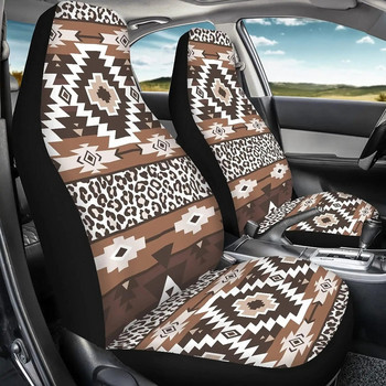 Калъфи за автомобилни седалки с племенен принт с леопард Само за предни седалки Дишащ протектор за седалка с кофа Универсален подходящ за повечето автомобили SUV Седан 2 бр.