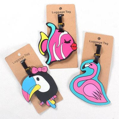 Travel Accessories Cartoon Flamingo Luggage Tags Silica Gel Name Suitcase ID Address Holder Baggage Boarding Portable Label