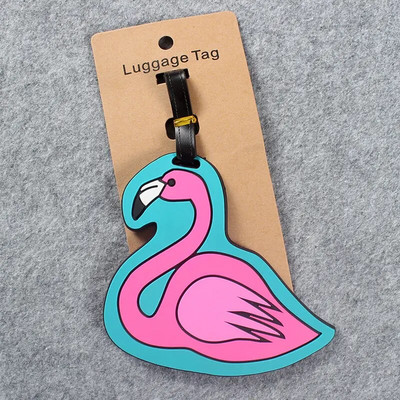 Ταξιδιωτικά αξεσουάρ Cartoon Flamingo Αποσκευές Ετικέτες Silica Gel Όνομα βαλίτσα ID Διεύθυνση Κάτοχος αποσκευών επιβίβασης Φορητή ετικέτα