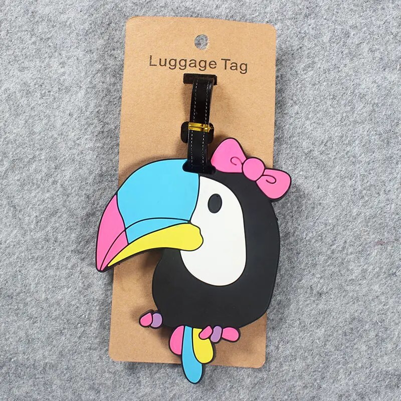 Ταξιδιωτικά αξεσουάρ Cartoon Flamingo Αποσκευές Ετικέτες Silica Gel Όνομα βαλίτσα ID Διεύθυνση Κάτοχος αποσκευών επιβίβασης Φορητή ετικέτα