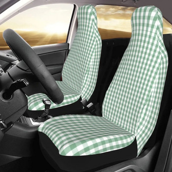 Калъфи за автомобилни седалки Moss Green Mini Gingham Check Plaid Универсални подходящи за автомобили Камиони SUV или Van Геометрични седалки Протекторни калъфи