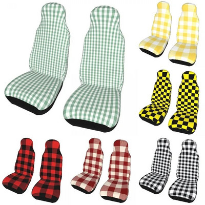 Moss Green Mini Gingham Check Plaid automašīnu sēdekļu pārvalki, universāli piemēroti vieglajām kravas automašīnām SUV vai furgonu ģeometrisko sēdekļu aizsargpārvalki