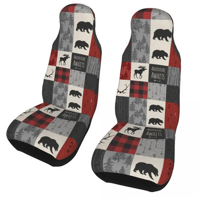 Moss Green Mini Gingham Check ruuduline autoistme katted universaalsed, sobivad veoautode maasturitele või kaubikutele geomeetriliste istmete kaitsekatted