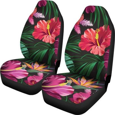 Punaste Hawaii lilleliste lilledega autoistme kattekomplekt, 2 tk, kõrge veniv ja vastupidav auto esiistmepadi naistele, meestele, sõiduk
