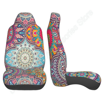 2 части Boho Mandala калъфи за автомобилни седалки Универсална кофа с висока облегалка Мек автомобилен протектор за седалка Декорация на автомобилни аксесоари
