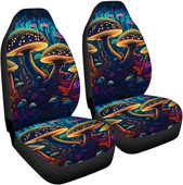 Forest Colorful Mushrooms Auto sēdekļu pārvalki 2gab/komplekts Stretch priekšējo sēdekļu pārvalki Auto salona aizsargi Auto Bucket Seat Cover