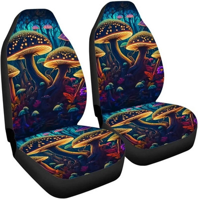 Forest Colorful Mushrooms Auto sēdekļu pārvalki 2gab/komplekts Stretch priekšējo sēdekļu pārvalki Auto salona aizsargi Auto Bucket Seat Cover
