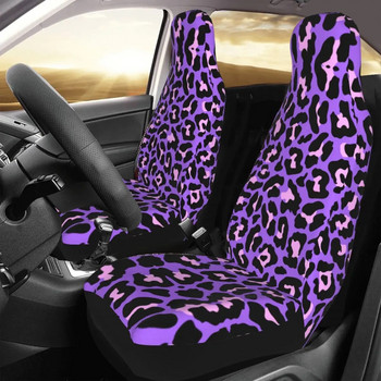 Κάλυμμα καθισμάτων αυτοκινήτου με δέρμα νέον μοβ και ροζ λεοπάρ 3D εκτύπωση Animal Cheetah Automobiles Καλύμματα καθισμάτων για αυτοκίνητα SUV Auto 2PC