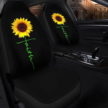 Christian Sunflower Faith Sunflower Scripture Βίβλος Μπροστινά Καλύμματα καθισμάτων αυτοκινήτου Καλύμματα καθισμάτων αυτοκινήτου Σετ 2 Universal Fit Most Vehicle