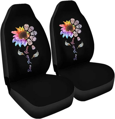 Christian Sunflower Faith Sunflower Scripture Βίβλος Μπροστινά Καλύμματα καθισμάτων αυτοκινήτου Καλύμματα καθισμάτων αυτοκινήτου Σετ 2 Universal Fit Most Vehicle