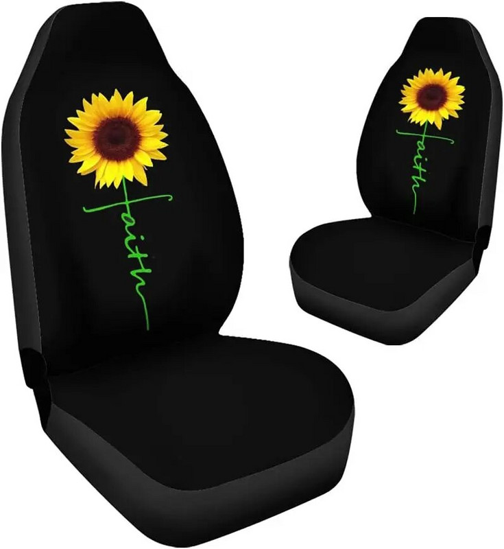 Christian Sunflower Faith Sunflower Scripture Βίβλος Μπροστινά Καλύμματα καθισμάτων αυτοκινήτου Καλύμματα καθισμάτων αυτοκινήτου Σετ 2 Universal Fit Most Vehicle