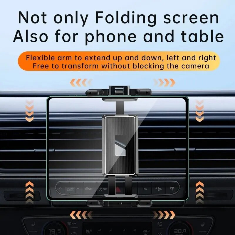 Automašīnas gaisa ventilācijas atveres Universa turētāja stiprinājums, statīvs saderīgs ar 7" - 12,9" planšetdatoriem iPad ,4" - 7" salokāms ekrāns/taisns paneļa tālrunis