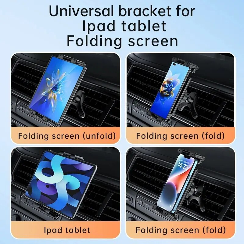 Automašīnas gaisa ventilācijas atveres Universa turētāja stiprinājums, statīvs saderīgs ar 7" - 12,9" planšetdatoriem iPad ,4" - 7" salokāms ekrāns/taisns paneļa tālrunis