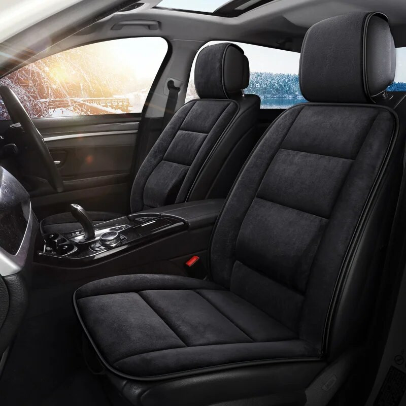 Automašīnas siltais sēdekļa pārvalks Biezs plīša ziemas sēdekļa spilvena aizsargs Universāls automašīnas salona sēdekļi Mīksts paklājiņš Auto piederumi