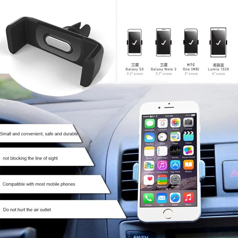 Universāls mobilā tālruņa turētājs automašīnas gaisa izplūdes atveres stiprinājuma klips mobilā tālruņa turētājam ABS automašīnas stiprinājuma tālruņa atbalsta salona piederumi