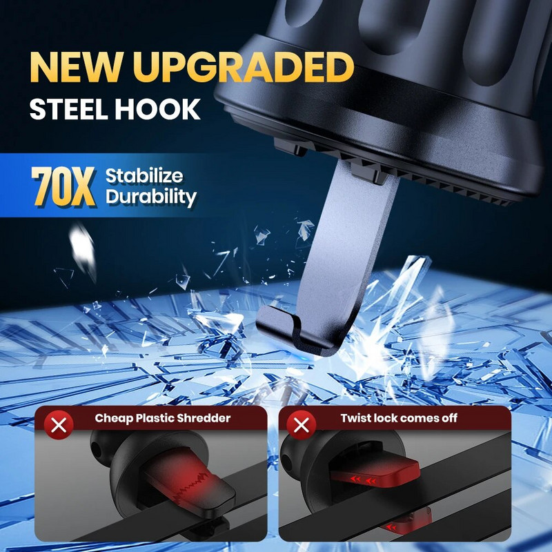 Držač za automobilski telefon, TOPK [2023 Nadogradnja s automatskim zaključavanjem] Univerzalni držač za telefon s kukicom za ventilacijski otvor za automobil