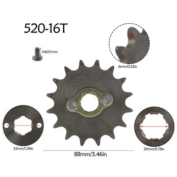 520 20mm 11T 13T 15T 16T Αλυσίδα δοντιών μπροστινό γρανάζι κινητήρα για 25cc-250cc ATV Quad Dirt Pit ποδήλατο Buggy μοτοσικλέτα