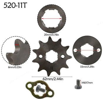 520 20 mm 11T 13T 15T 16T зъбна верига Предно зъбно колело на двигателя Зъбно колело за 25cc-250cc ATV Quad Dirt Bike Buggy мотоциклетна част