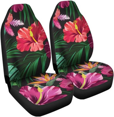 Havaju salu krāsaini tropu ziedi automašīnu sēdekļu pārvalki pilna komplektācija kausa sēdekļu aizsargi kravas automašīnām un apvidus automašīnām Auto sēdekļu pārvalki četrām sezonām