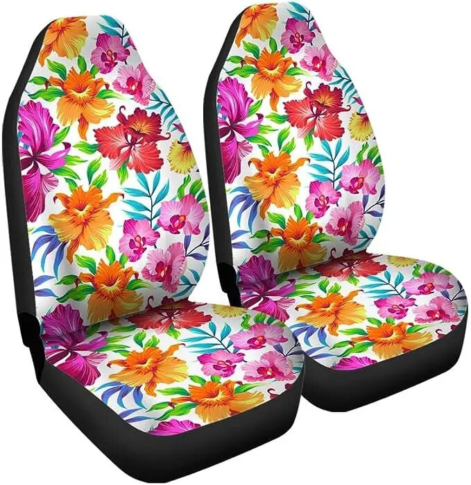 Havaju salu krāsaini tropu ziedi automašīnu sēdekļu pārvalki pilna komplektācija kausa sēdekļu aizsargi kravas automašīnām un apvidus automašīnām Auto sēdekļu pārvalki četrām sezonām