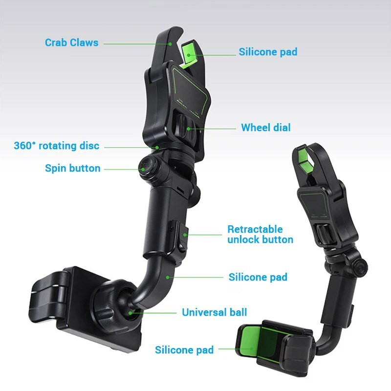 Automašīnas tālruņa turētāja stiprinājums atpakaļskata spoguļa kronšteins Universāls daudzfunkcionāls automašīnas mobilā tālruņa turētājs automašīnas mobilā tālruņa GPS atbalsts