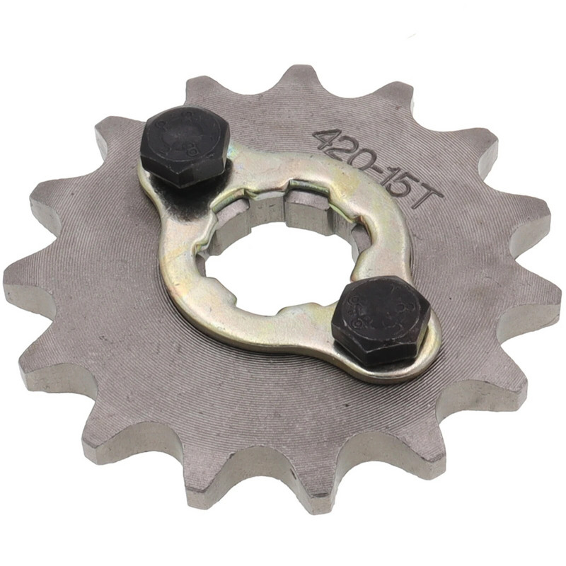 Priekšējais dzinējs 420# 17mm 20mm 10T 11T 12T 13T 14T 15T 16T 17T 18T 19T Zobu ķēdes ķēdes rats ar fiksatora plāksnes skapīti