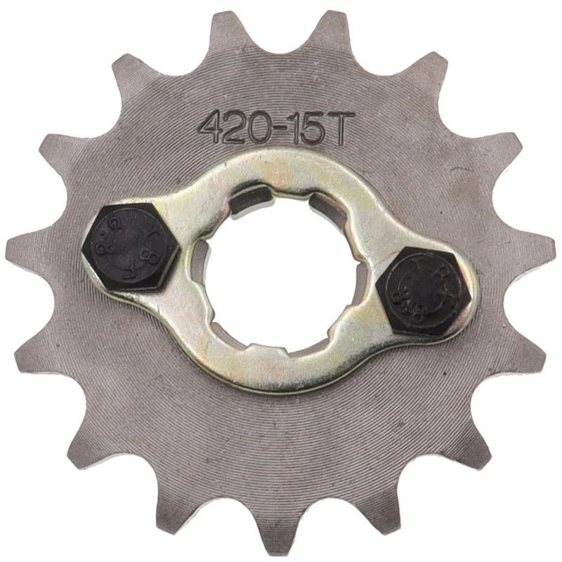 Priekšējais dzinējs 420# 17mm 20mm 10T 11T 12T 13T 14T 15T 16T 17T 18T 19T Zobu ķēdes ķēdes rats ar fiksatora plāksnes skapīti