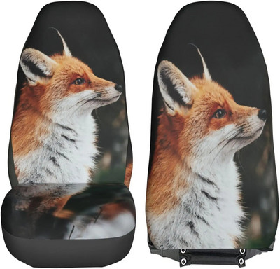 Red Fox Car Front Seat Covers 2 Pcs Auto Seat Covers Front Seats Only Vehicle Bucket Seat Protectors Fit for Most Car SUV