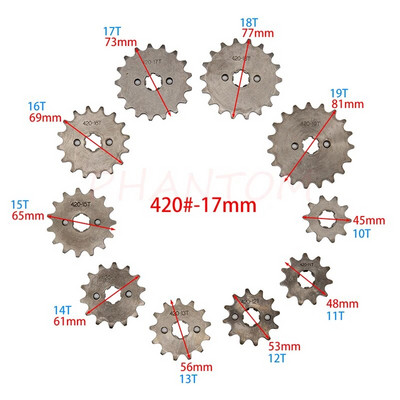 420 10T 11T 12T 13T 14T 15T 16T 17T 18T 19T fog 17mm ID első motor lánckerék motorkerékpár alkatrészhez