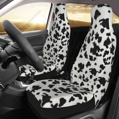Husă scaun auto cu imprimeu de vacă de epocă 2 buc. Accesorii pentru mașină cu vacă, alb, negru