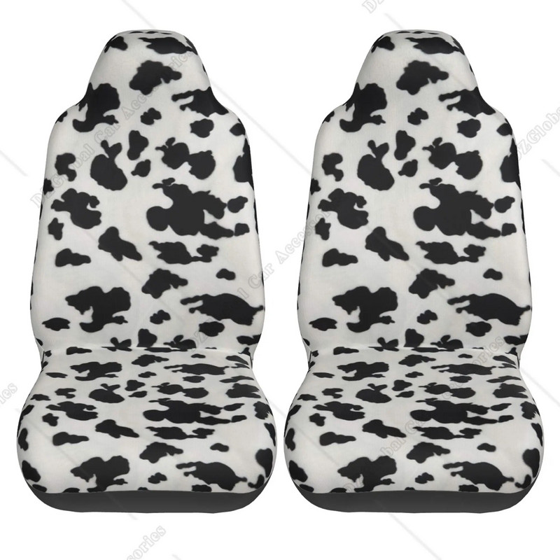 Vintage navlaka za autosjedalicu s printom krava 2 komada Crno-bijela krava Dodaci za automobil Automobilski dodaci sa životinjskim printom Štitnici za autosjedalice Pokrivač za sedlo
