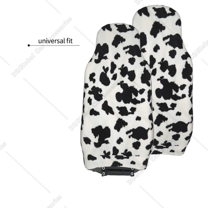 Vintage navlaka za autosjedalicu s printom krava 2 komada Crno-bijela krava Dodaci za automobil Automobilski dodaci sa životinjskim printom Štitnici za autosjedalice Pokrivač za sedlo