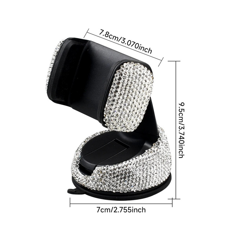 Dimanta mobilā telefona turētājs automašīnas piesūcējam gaisa izplūdes atverei mobilā tālruņa turētājs brīvi rotē Auto salona aksesuāri meitenēm